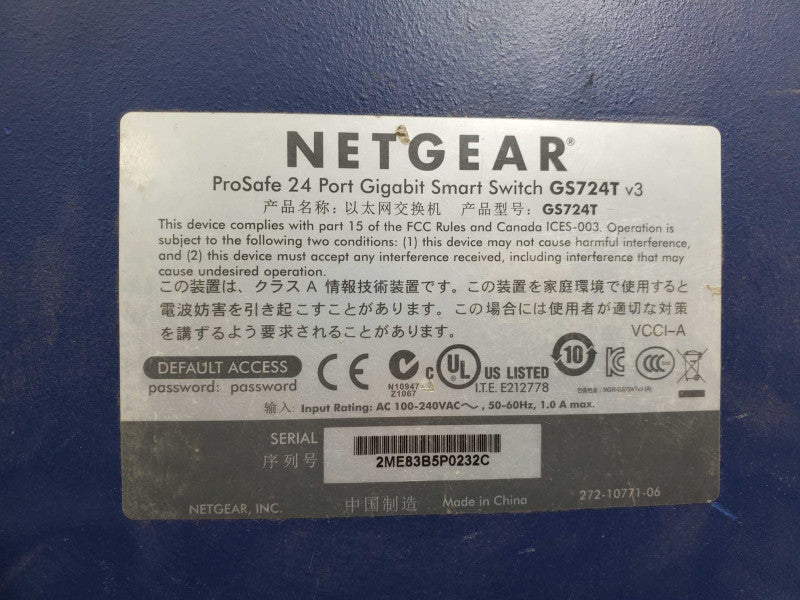 NETGEAR GS724TS ProSafe 24-Port 10/100/1000 Smart Switch )