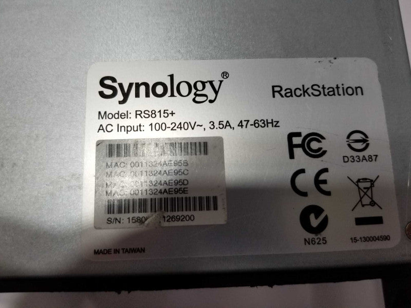 Synology RS815+ Rackstation 4-Bay Network Attached Storage NAS=
