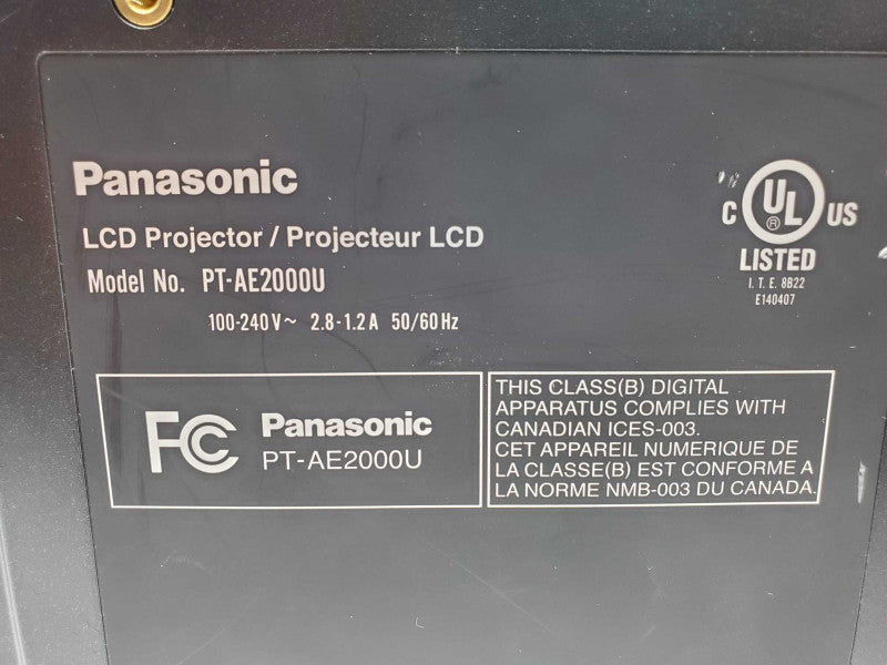 Panasonic LCD projector PT-AE2000U, 2221 Hrs Lamp runtime, Read _