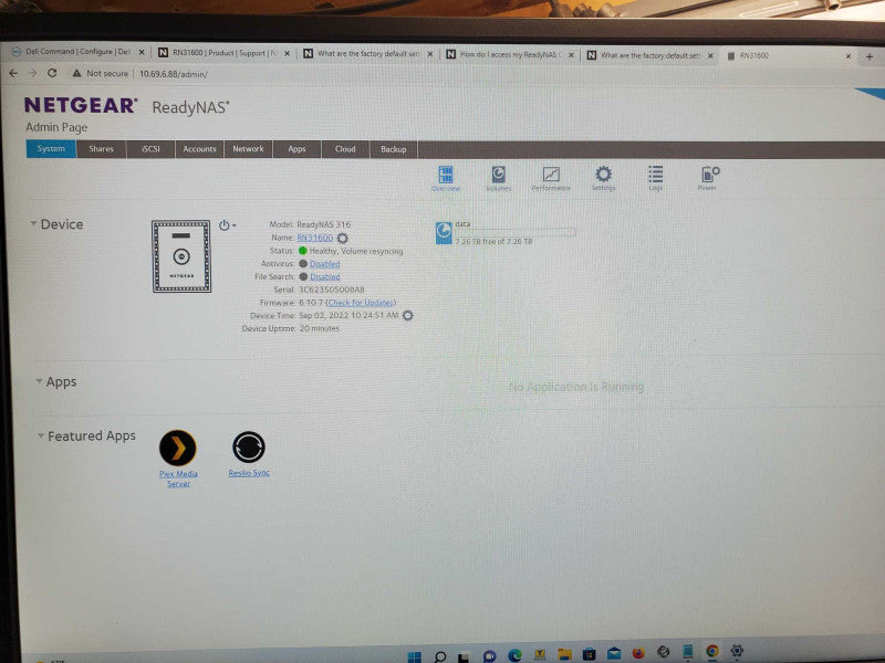 NetGear Advanced Network Storage RND-6C RN31600, 5x 2TB HDDs, Factory Reset _