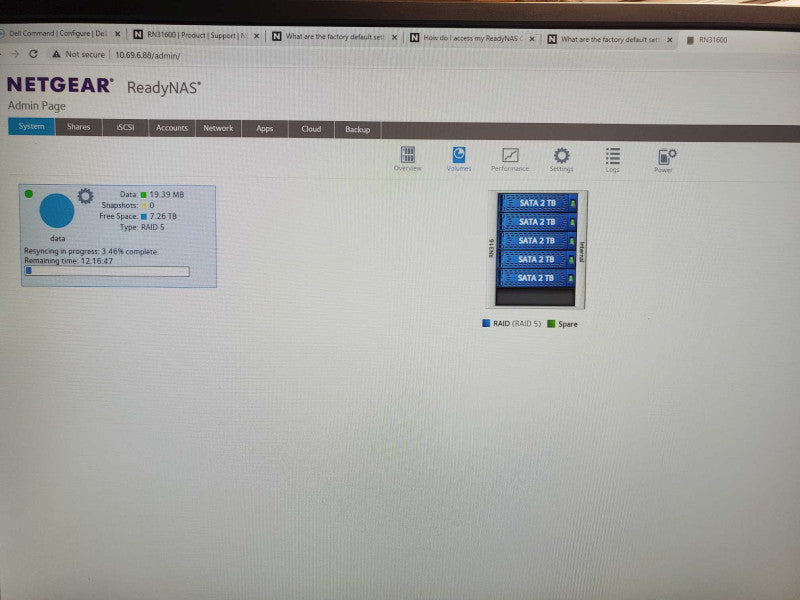 NetGear Advanced Network Storage RND-6C RN31600, 5x 2TB HDDs, Factory Reset _