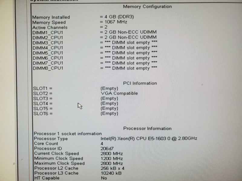 Dell Precision T3610 E5-1603 2.8GHz 4GB DDR3 No HDD |