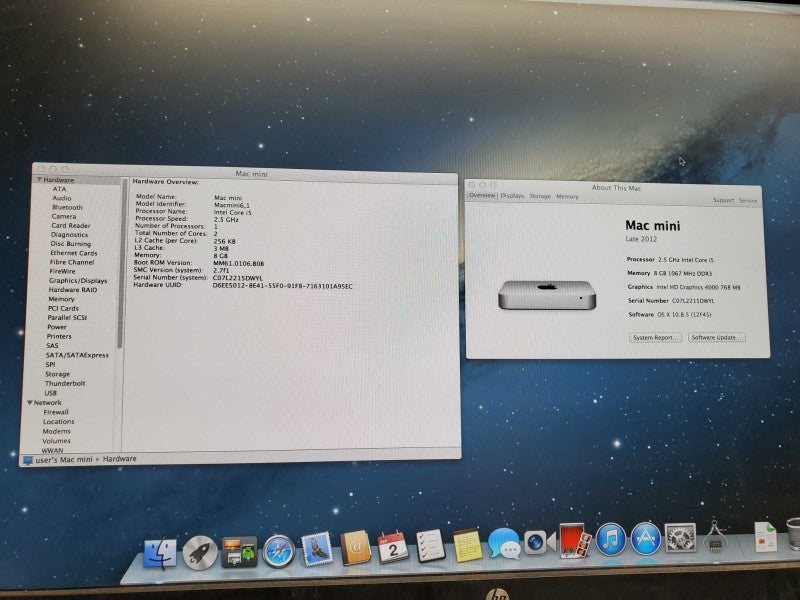 Apple Mac Mini L.2012 A1347 i5-3210M @2.5GHz 4GB RAM 500GB HDD HD 4000   )