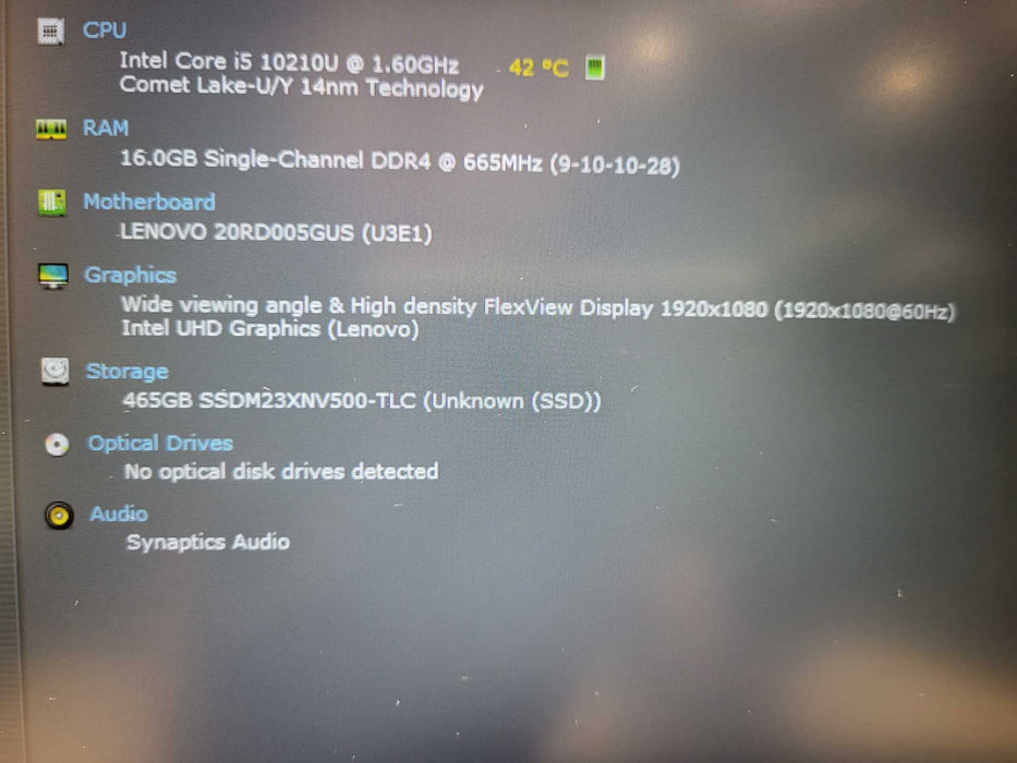 Lenovo ThinkPad E15 Core i5-10210U @1.60GHz, 16GB DDR4, 512GB NVMe READ Q$ Lap200