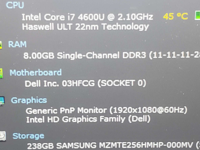 Dell Latitude E7440 i7-4600U 2.1GHz 8GB DDR3 240GB SSD |