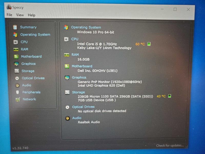 Dell Latitude 5490 Core i5-8530U @ 1.7 GHz 16GB Ram 256GB SSD (