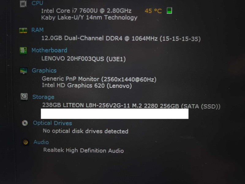 Lenovo ThinkPad T470s i7-7600U 2.80GHz/12GB DDR4, 256GB SSD ~