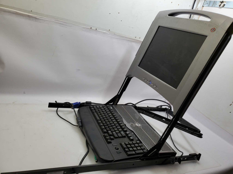 Dell PowerEdge 15FP 15\\" Rack Console LCD Monitor Keyboard USB PS/2 w/ Rails )