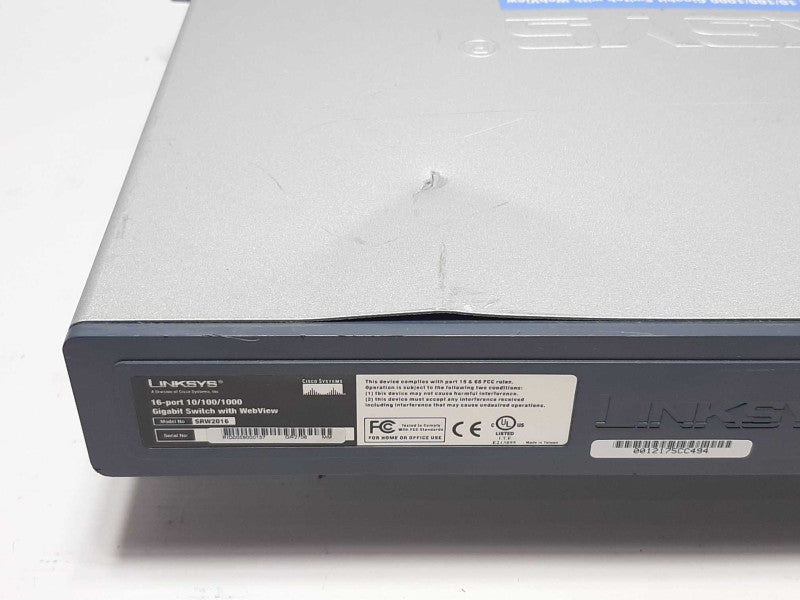 Linksys SRW2016 16-Port 10/100/1000 Gigabit Switch w/ Webview +