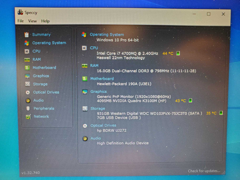HP ZBook 17 G2 17.3\\" Core i7-4700MQ @ 2.4GHz, 16GB RAM, 1TB HDD (