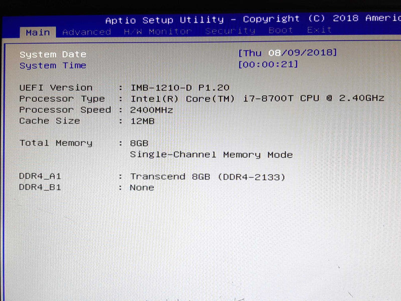 Black Box PC i7-8700T @ 2.40GHz 8GB RAM 256GB SSD +