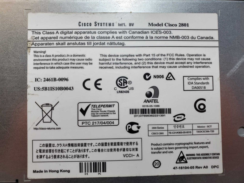 Cisco 2801 Integrated Services Router (