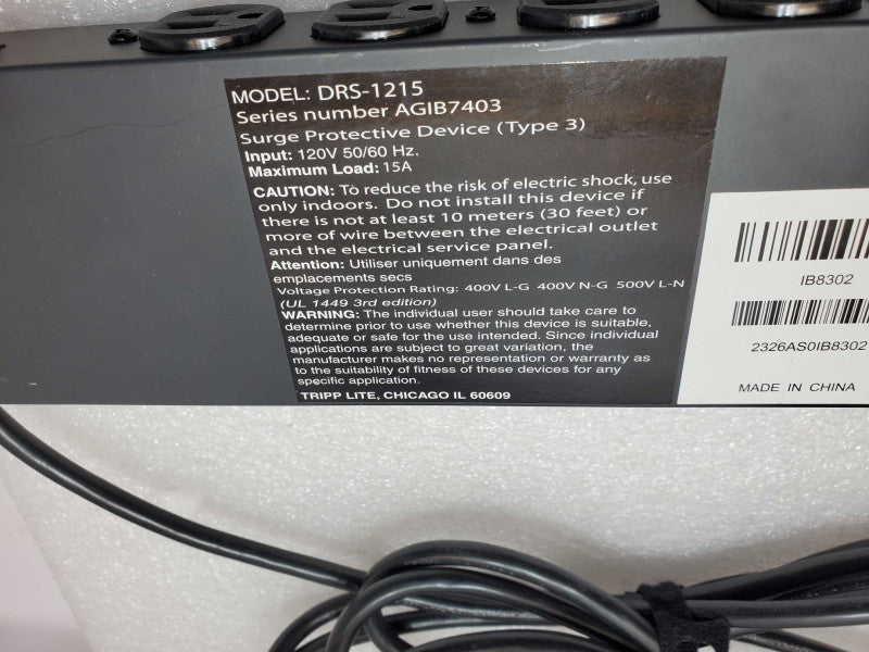 TRIPP LITE DRS-1215 14-Outlet Rack-Mount Surge Protector 1-U _