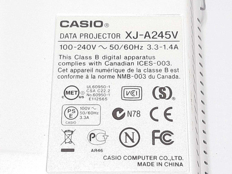 CASIO XJ-A245V AV/VGA/HDMI DLP Small Data Projector 1445 Lamp Hours +