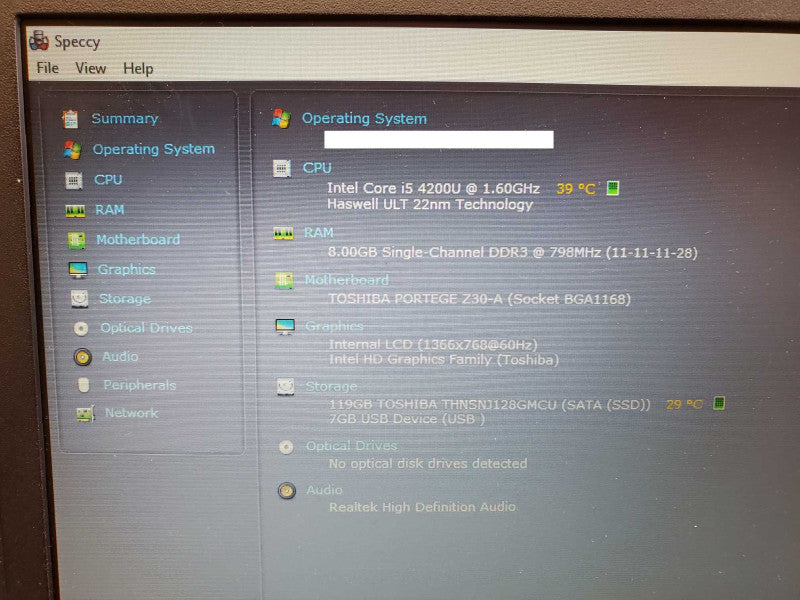 Toshiba Portege Z30-A 14\\" Laptop i5-4200U @ 1.6 GHz 8GB 120GB SSD *READ* (