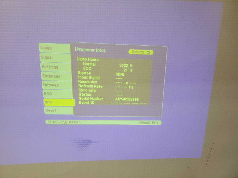 Epson PowerLite X39 H855A XGA Conference Room Projector 3332H used )