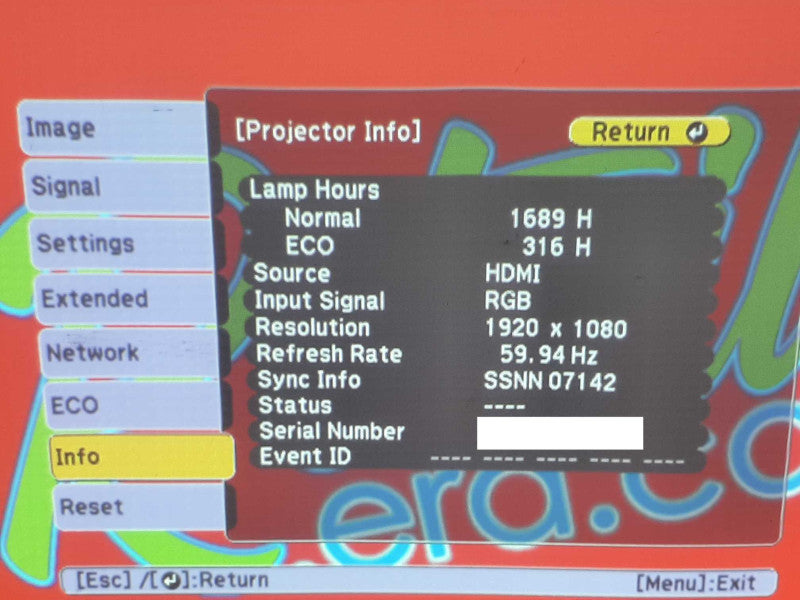 Epson PowerLite X39 1080p Projector w/HDMI 2005 Lamp Hours +