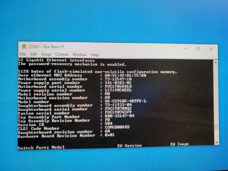 Cisco WS-C2960S-48FPS-L 48-Port PoE+ Gigabit Network Switch _ factory reset )