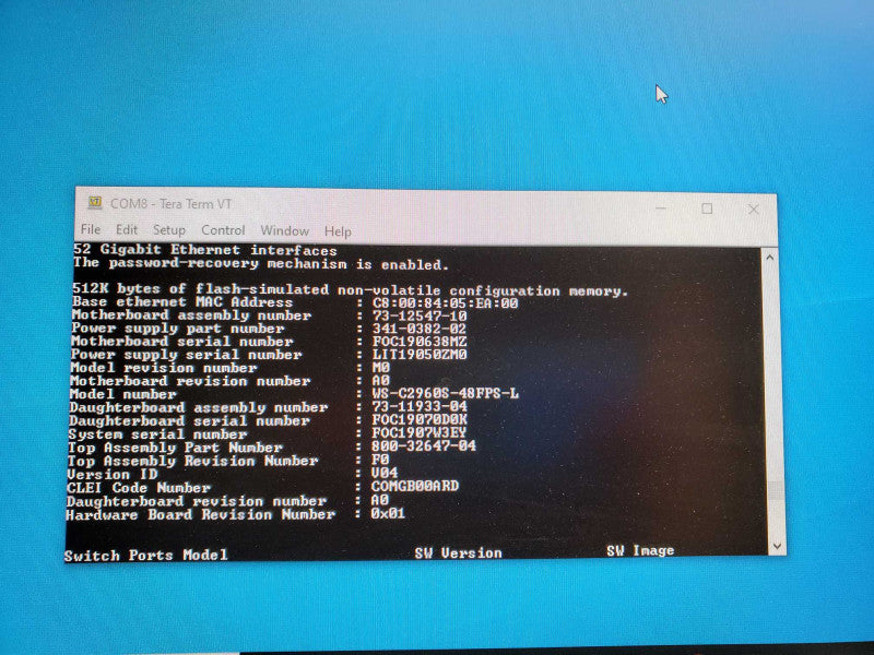 Cisco WS-C2960S-48FPS-L 48-Port PoE+ Gigabit Network Switch _ factory reset )