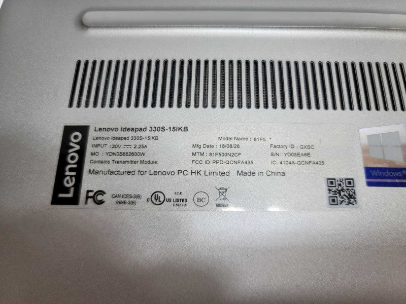 Lenovo IdeaPad 330S-15IKB with i7-8550U 8GB RAM & 256GB SSD  -