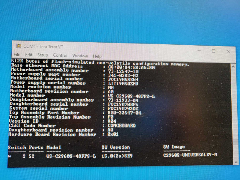 Cisco WS-C2960S-48FPS-L 48-Port PoE+ Gigabit Network Switch _ factory reset )
