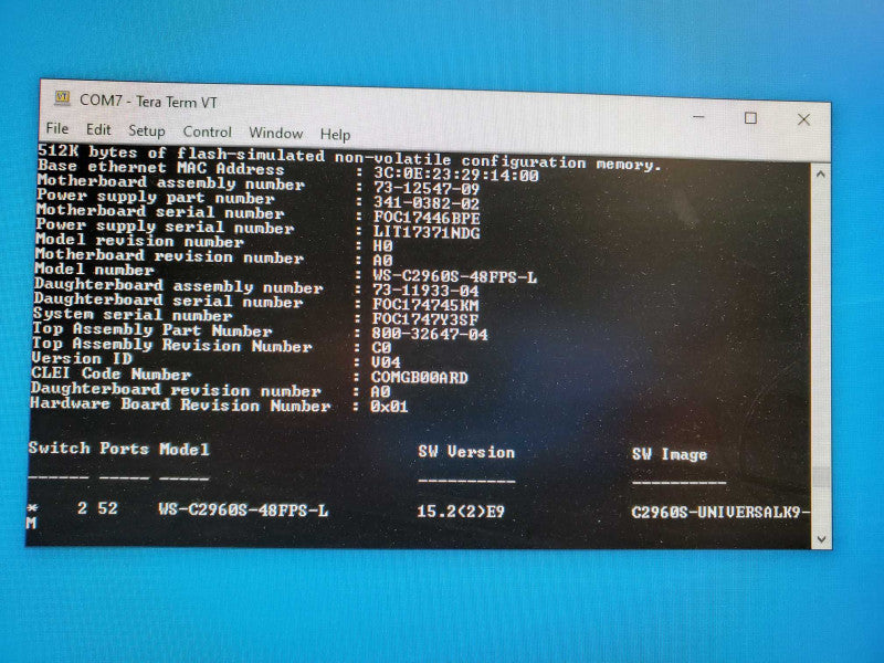 Cisco WS-C2960S-48FPS-L 48-Port PoE+ Gigabit Network Switch _ factory reset )
