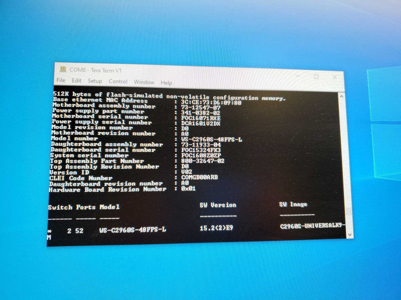 Cisco WS-C2960S-48FPS-L 48-Port PoE+ Gigabit Network Switch _ factory reset )