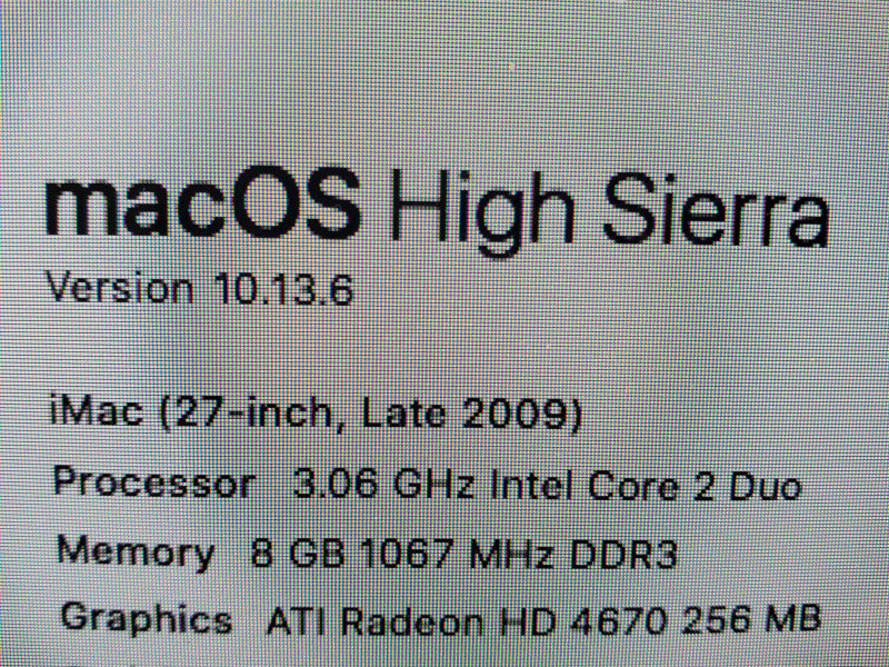 Apple iMac A1312 27\\" Late 2009 3.06GHz C2D 8GB DDR3 2TB HDD |