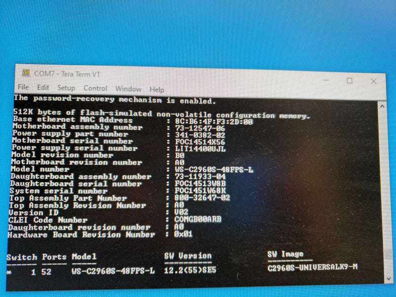 Cisco WS-C2960S-48FPS-L 48-Port PoE+ Gigabit Network Switch _ factory reset