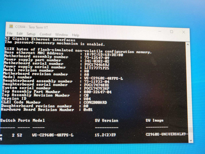 Cisco WS-C2960S-48FPS-L 48-Port PoE+ Gigabit Network Switch _ factory reset  )