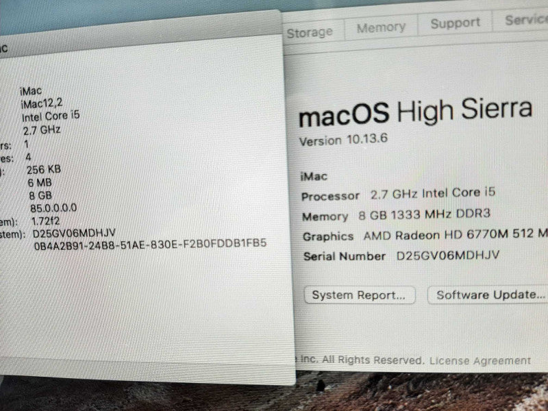 iMac 27\\" - M.2011 A1312, i5-2500S 2.7GHz/8GB, Radeon HD 6770M, NO HDDs, ~