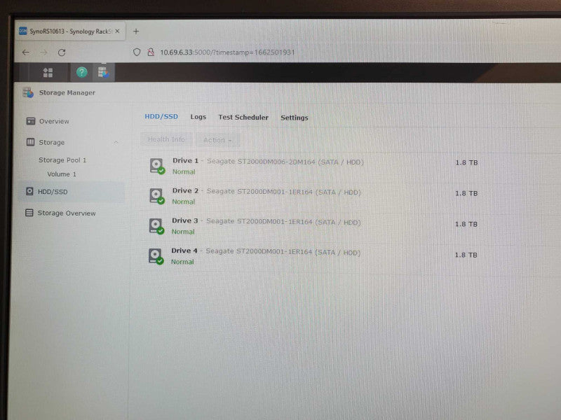 Synology RackStation RS10613xs+ 9-BAY NAS with 4x 2TB HDDs, 2x PSU _