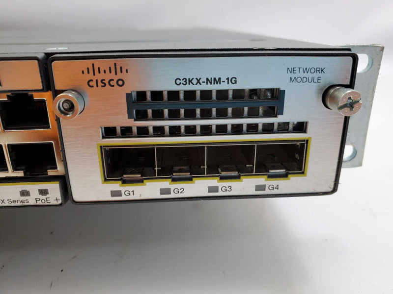 Cisco Catalyst WS-C3750X-48PF-S 48-Port Switch w/C3KX-NM-1G No PSU _ Reset  )