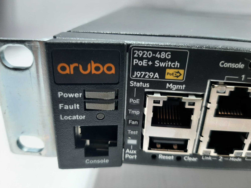 HP Aruba J9729A 2920-48G-POE+ 48-Port w/ J9733A, FACTORY RESET ~