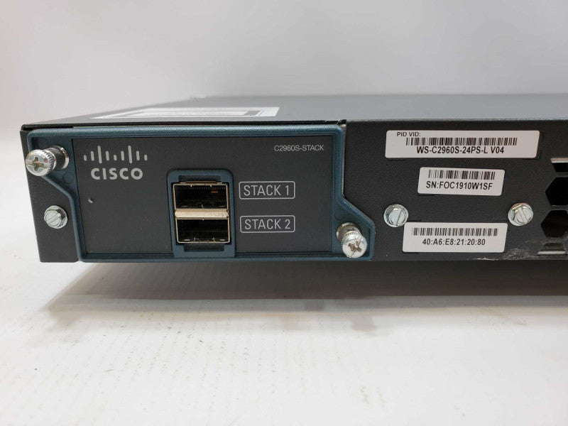 Cisco WS-C2960S-24PS-L 24-Port Gigabit PoE Network Switch (
