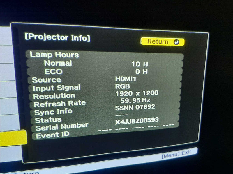 Epson EX9220 WUXGA 1080P HD Projector H846A w/ Lamp Runtime 10Hrs ~