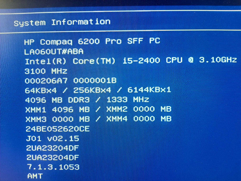 HP Compaq 6200 Pro SFF i5-2400 3.1GHz/4GB, NO HDDs ~