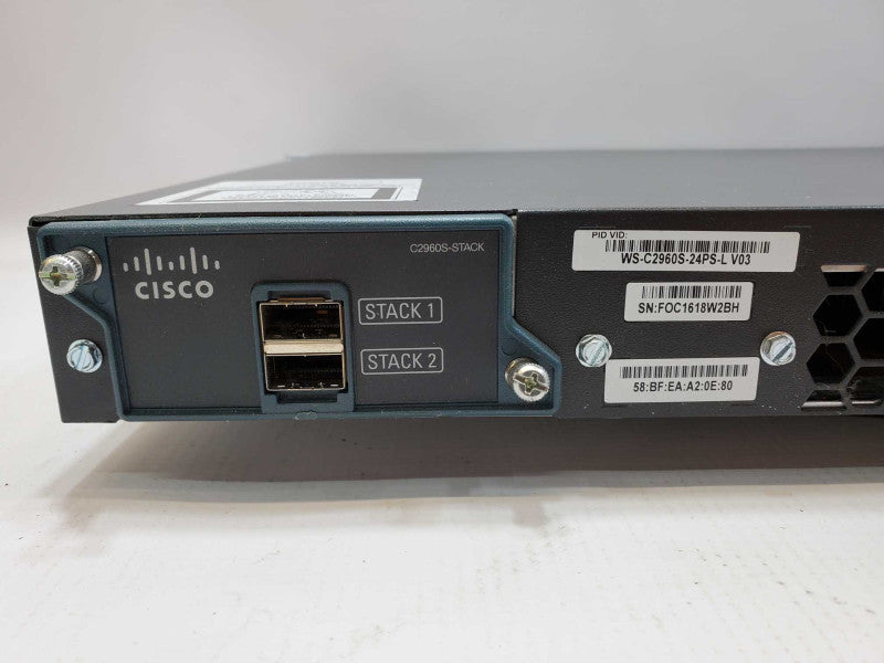 Cisco WS-C2960S-24PS-L 24 Port PoE+ Gigabit Switch (