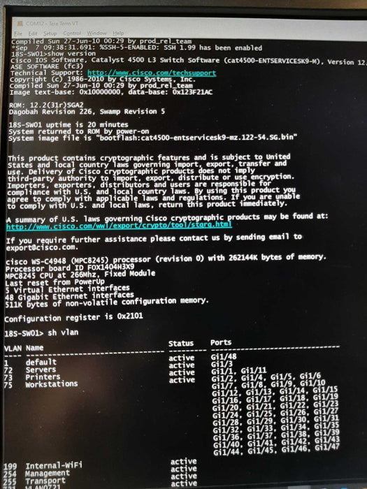 Cisco WS-C4948 48 Port Switch 1x PSU, FACTORY RESET ~
