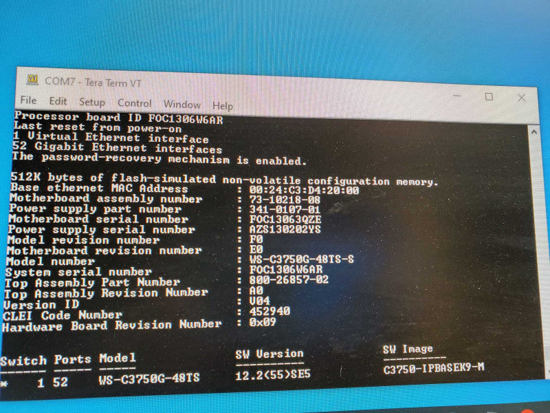 CISCO WS-C3750G-48TS-S 48-Port Gigabit Layer 3 POE Gigabit Switch _ reset )