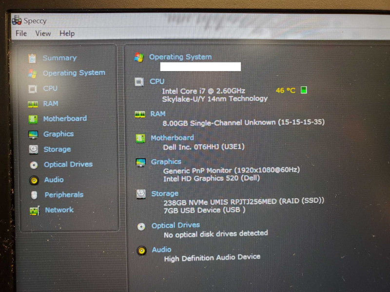 Dell Latitude E7470 14\\" HD Intel i7-6600U @ 2.60GHz 8GB 250GB SSD *READ* (