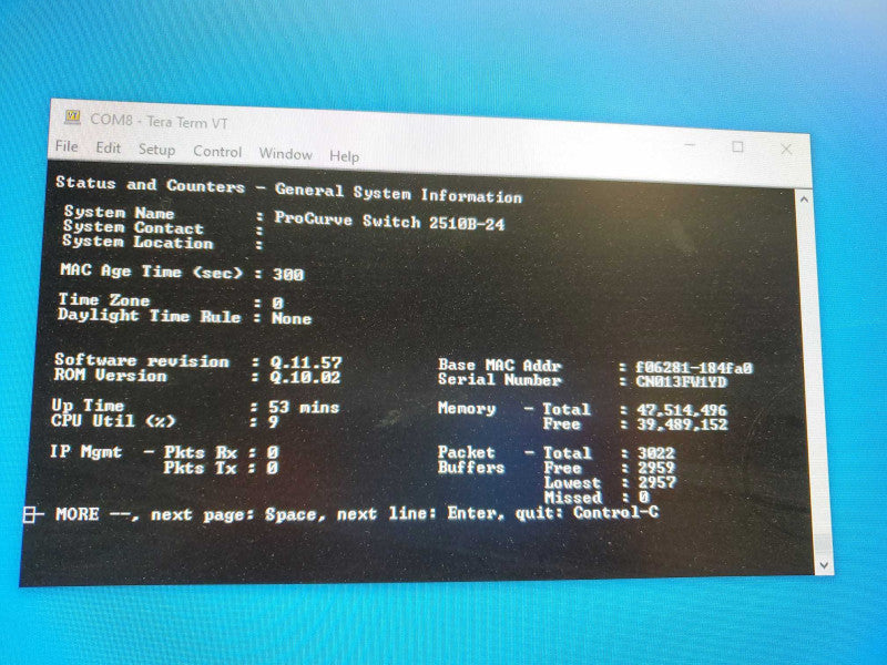 HP 2510-24 J9019B 24-Ports Ethernet Managed Switch_ factory reset )