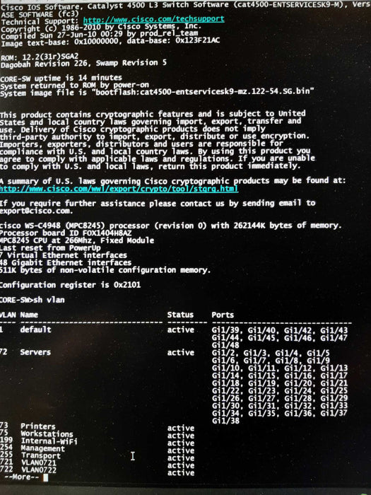 Cisco WS-C4948 48 Port Switch 2x PSUs, FACTORY RESET ~