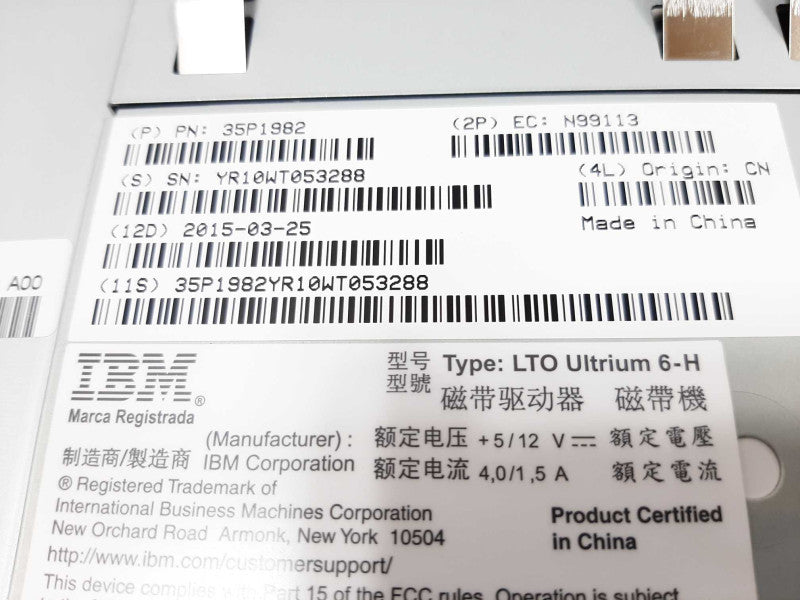 IBM 35P1838 2.5TB 6.25TB LTO-6 Ultrium-6 Fibre Channel HH Internal Tape Drive ~