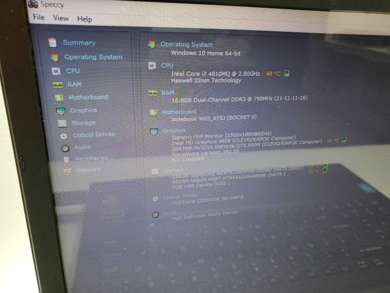 Sager W650SJ i7-4810MQ @ 2.8GHz 16GB Ram 250GB SSD + 1 TB HDD Nvidia GTX 850M (