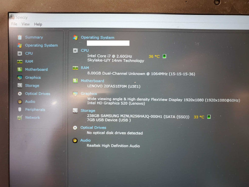 Lenovo ThinkPad T460S Core i7-6600U @ 2.6 GHz 8GB Ram 250GB SSD (
