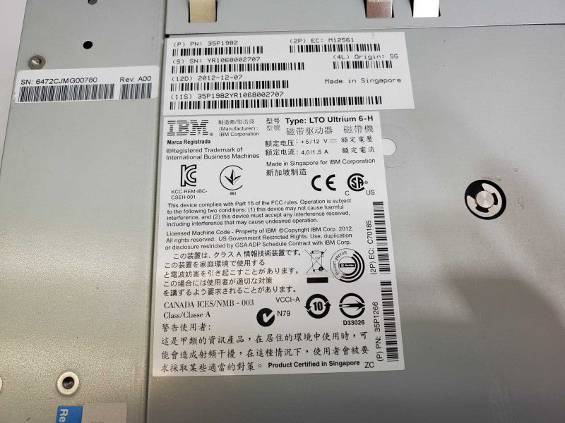 IBM LTO Ultrium 6-H 35P1982 2.5TB 6.25TB  Fibre Channel HH Internal Tape Drive )