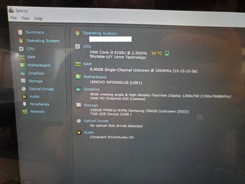 Lenovo ThinkPad Yoga 260 Core i3-6100U @ 2.3 GHz 8GB Ram 250GB SSD (