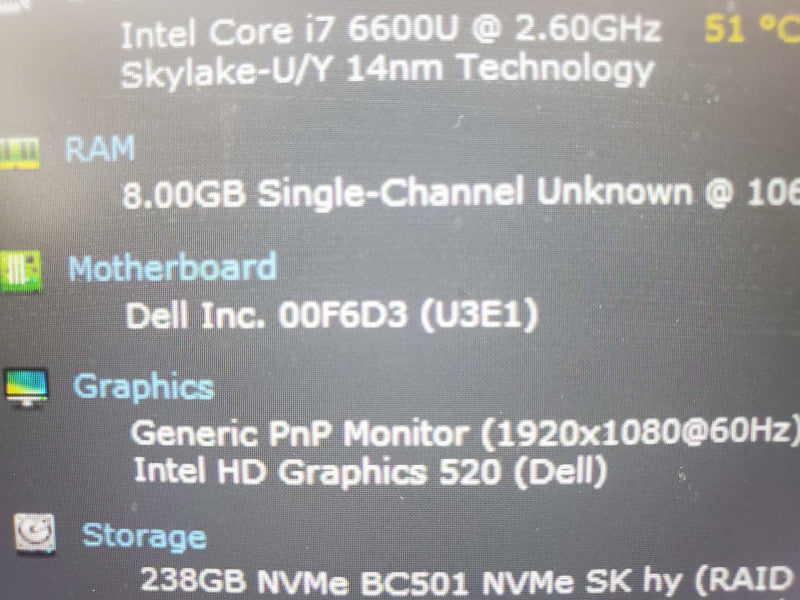 Dell Latitude 7480 i7-6600u 2.6GHz 8GB DDR4 240GB SSD |