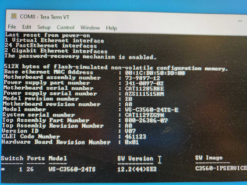 Cisco WS-C3560-24TS-S 24-Ports 10/100 Ethernet Switch _ factory reset )